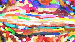 Third of 'reflets &mdash; paint synthesiser classic &mdash; cd hand drawn media wet media oil 1'.