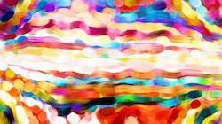 Third of 'reflets &mdash; paint synthesiser classic &mdash; cd hand drawn media wet media oil 3'.