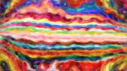Fifth of 'reflets &mdash; paint synthesiser classic &mdash; cd hand drawn media wet media oil 5'.