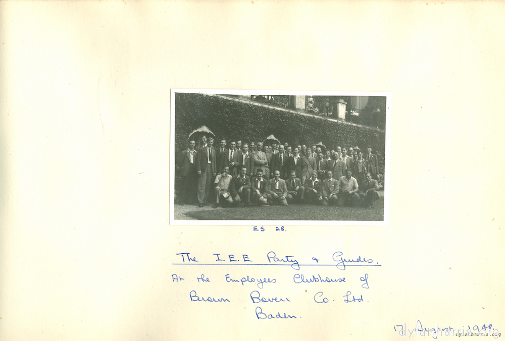 image: The I.E.E. Party & Guides. At the Employees Clubhouse of Brown Baveri Co. Ltd. Baden 17 August 1948.